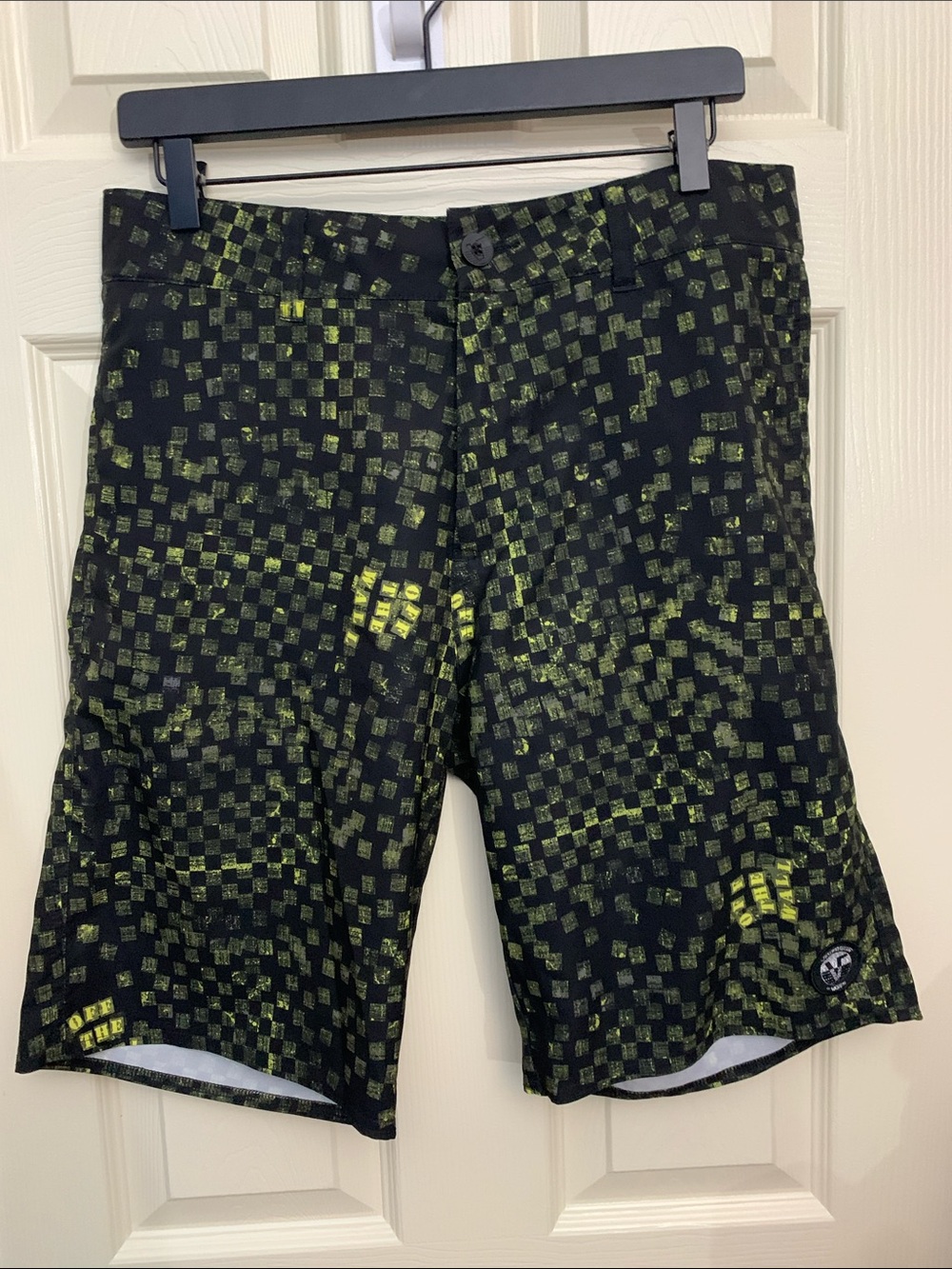 Vanphibian by Vans Men's Black and Green Checker Hybrid Shorts